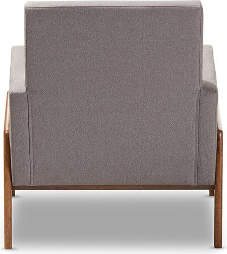 Wholesale Interiors Accent Chairs - Perris Mid-Century Modern Gray Fabric Upholstered Walnut Wood Lounge Chair