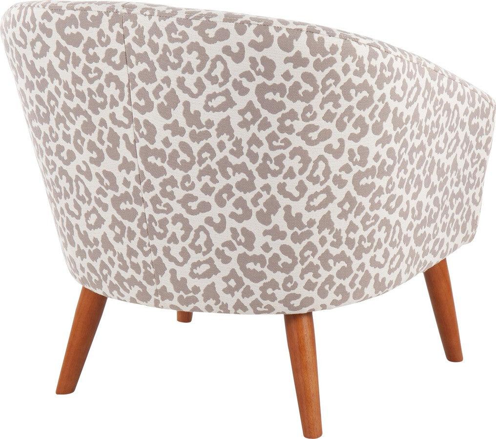 Lumisource Accent Chairs - Leopard Contemporary Tub Chair In Brown Wood & Beige Leopard Print Fabric