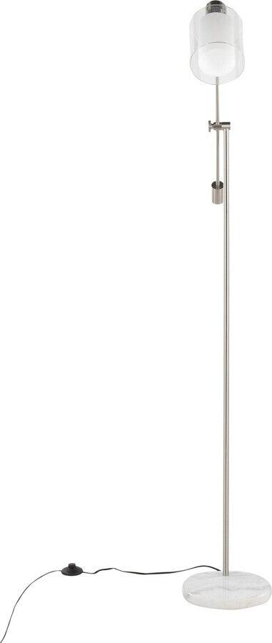 Lumisource Floor Lamps - Marcel Contemporary Floor Lamp In White Marble & Nickel Metal With Clear & Frosted Glass Shade