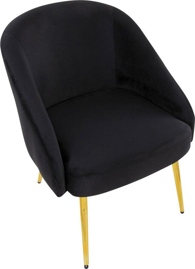 Lumisource Accent Chairs - Shiraz Contemporary/Glam Chair In Gold Metal & Black Velvet