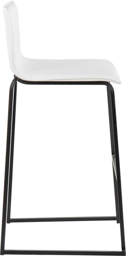 Lumisource Barstools - Mara Barstool In Black Steel & White Faux Leather (Set of 2)