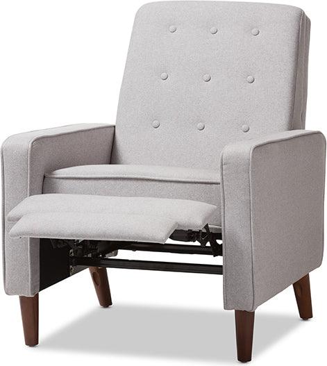 Wholesale Interiors Accent Chairs - Mathias Mid-century Modern Light Grey Fabric Upholstered Lounge Chair
