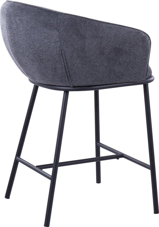 Lumisource Barstools - Ashland Counter Stool In Black Steel & Charcoal Fabric (Set of 2)