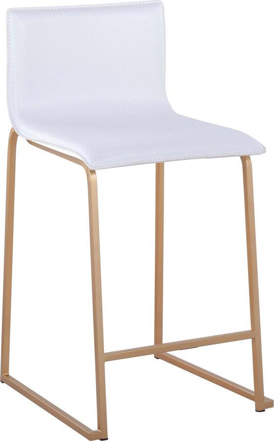 Lumisource Barstools - Mara 26" Counter Stool In Gold Metal & White Faux Leather (Set of 2)