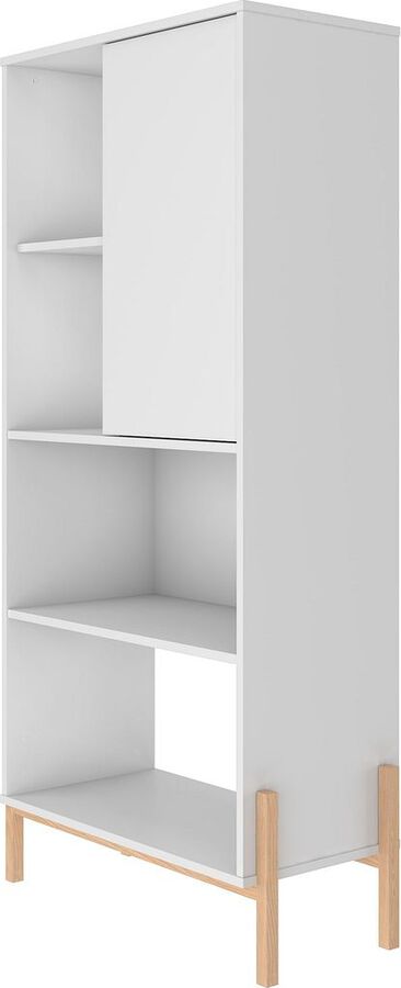 Manhattan Comfort Bookcases & Display Units - Bowery Bookcase with 5 Shelves in White and Oak