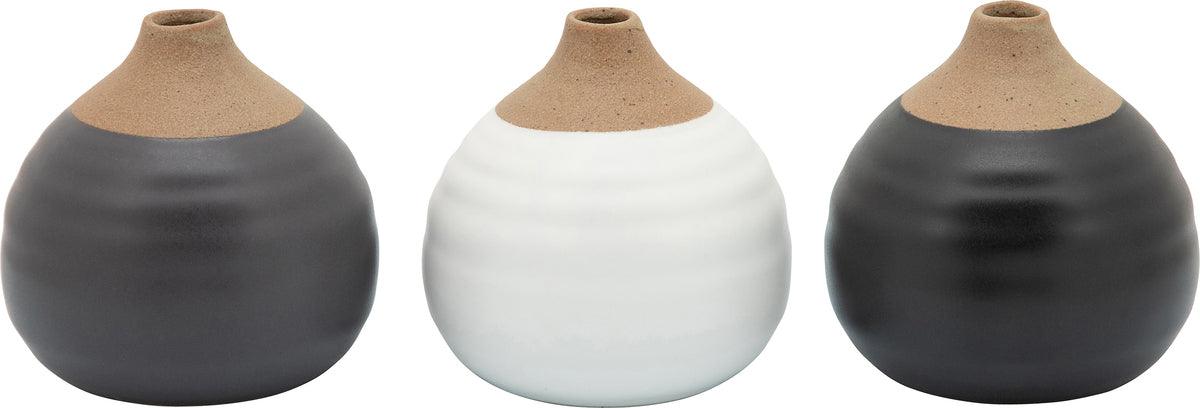 Sagebrook Home Vases - S/3 Matte Bud Vases, Black/Gray/White
