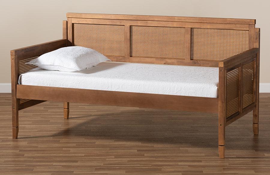 Wholesale Interiors Daybeds - Toveli Vintage French Inspired Ash Wanut Finished Wood and Synthetic Rattan Daybed Ash walnut
