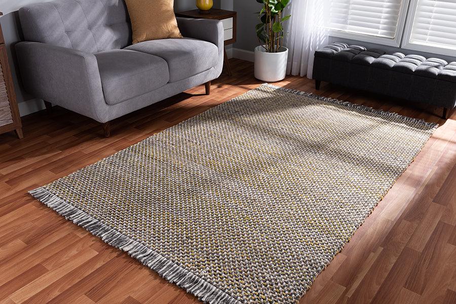 Wholesale Interiors Indoor Rugs - Nurten Modern and Contemporary Yellow and Gray Handwoven Hemp Blend Area Rug