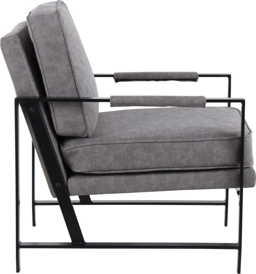 Lumisource Accent Chairs - Franklin Arm Chair 33" Black Steel & Gray PU