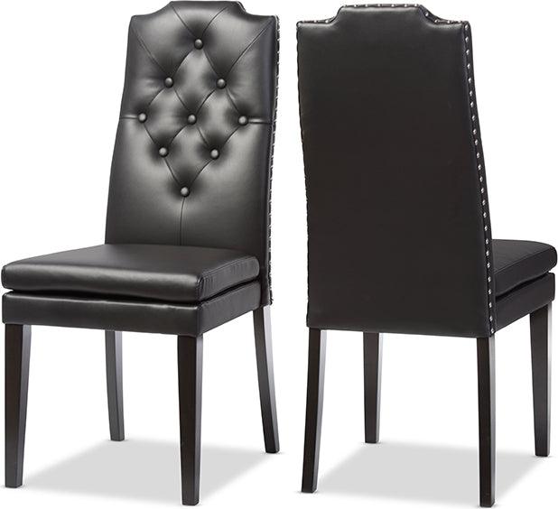 Wholesale Interiors Dining Chairs - Dylin Contemporary Black Faux Leather Dining Chair (Set of 2)