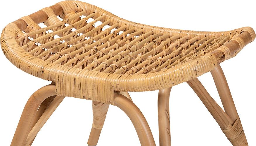 Wholesale Interiors Ottomans & Stools - Bernardo Modern Bohemian Natural Brown Rattan Ottoman