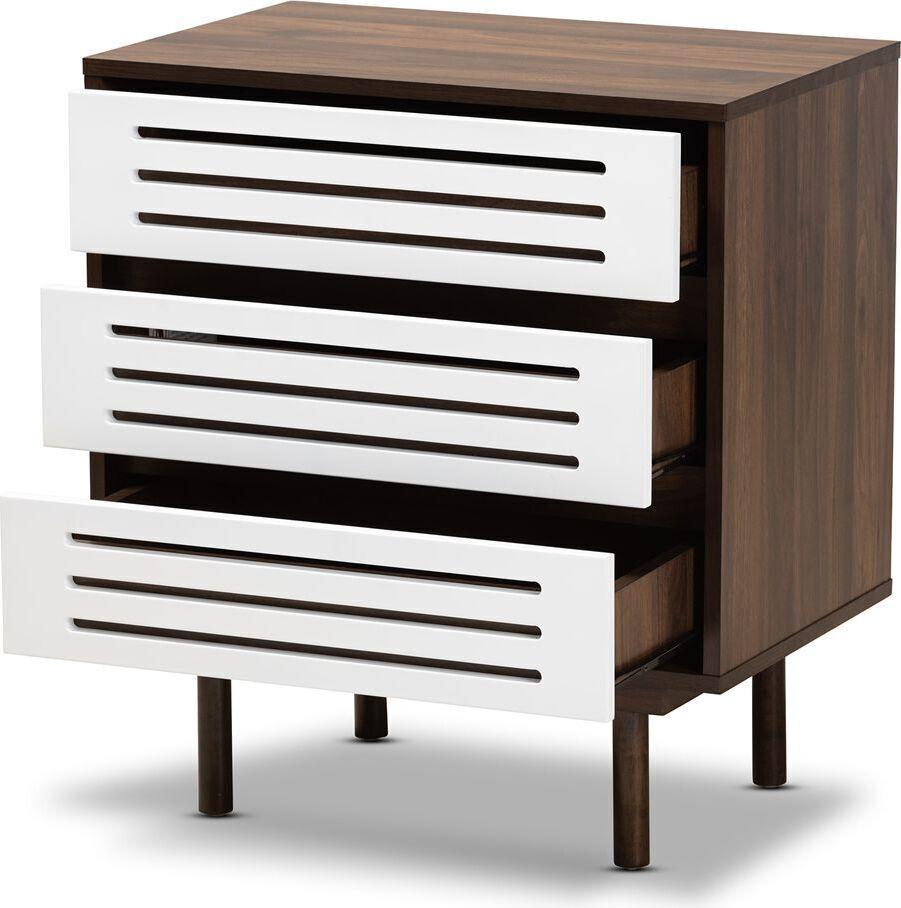 Wholesale Interiors Nightstands & Side Tables - Meike Nightstand Walnut & White