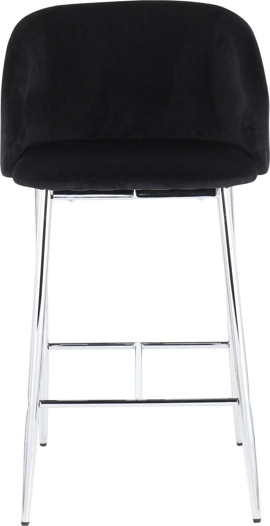 Lumisource Barstools - Fran Counter Stool (Set of 2) Chrome & Black Velvet