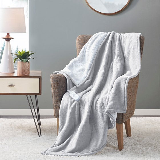 Olliix.com Heated Blankets - Heated Throw Light Grey