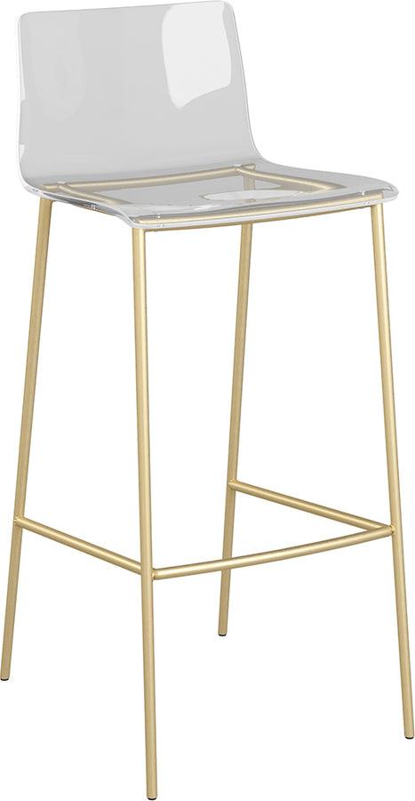 Euro Style Barstools - Cilla Bar Stool in Clear with Matte Brushed Gold Legs - Set of 2