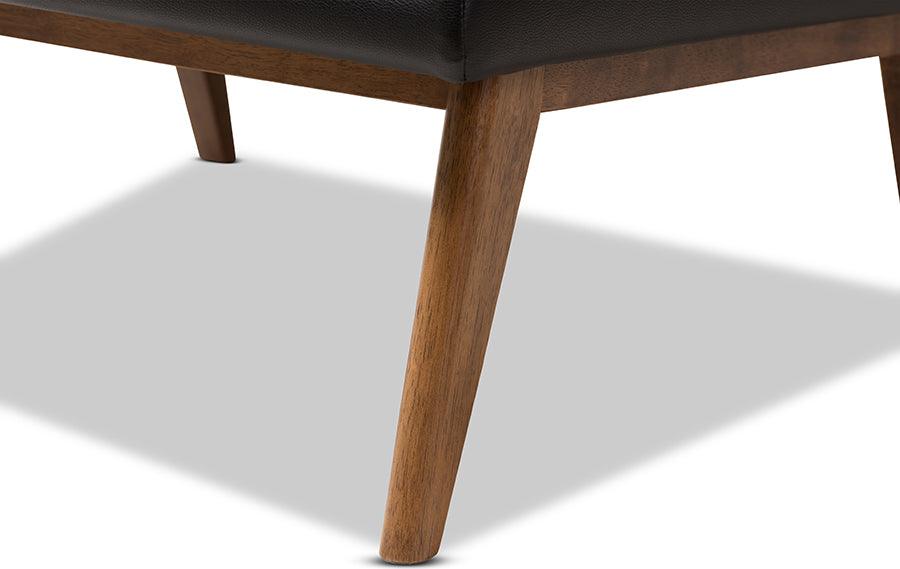 Wholesale Interiors Accent Chairs - Annetha Mid-Century Modern Black Faux Leather Walnut Wood Lounge Chair