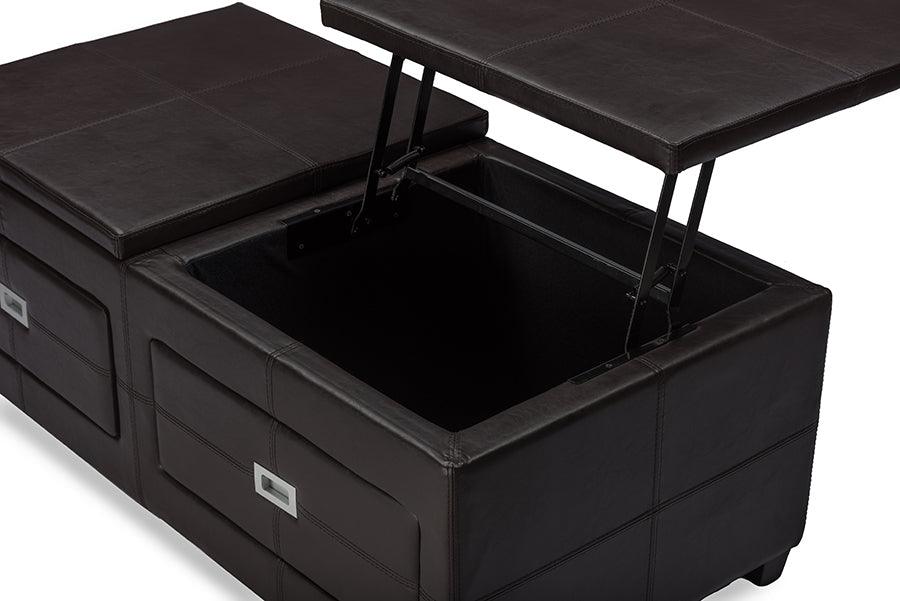 Wholesale Interiors Coffee Tables - Indy Modern and Contemporary Functional Lift-top Cocktail Ottoman Table Brown