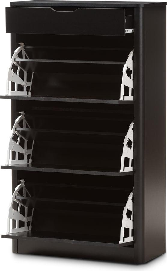 Wholesale Interiors Shoe Storage - Cayla Modern and Contemporary Black Wood Shoe Cabinet