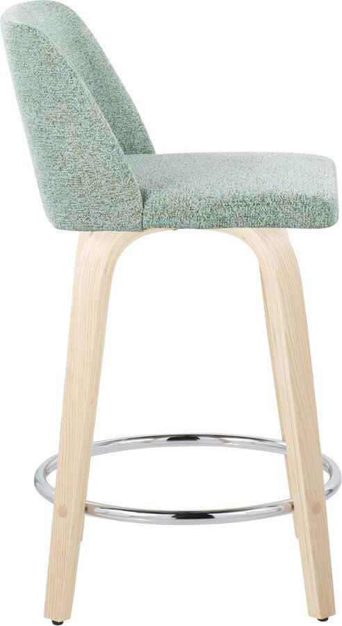 Lumisource Barstools - Toriano 24" Fixed Height Counter Stool In Natural Wood Green (Set of 2)