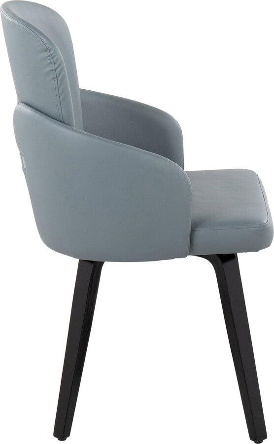 Lumisource Dining Chairs - Dahlia Contemporary Dining Chair In Black Wood & Grey Faux Leather With Chrome Accent (Set of 2)