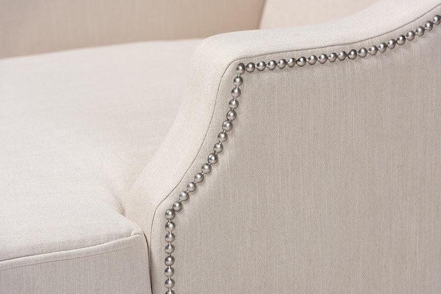 Wholesale Interiors Accent Chairs - Leonie Modern and Contemporary Beige Fabric Wenge Brown Chaise Lounge