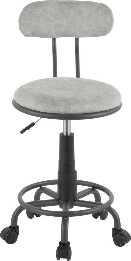 Lumisource Task Chairs - Swift Industrial Task Chair in Grey Metal and Light Grey Faux Leather