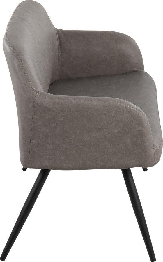 Lumisource Benches - Daniella Industrial High Back Bench In Black Metal & Grey Faux Leather