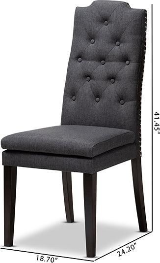 Wholesale Interiors Dining Chairs - Dylin Contemporary Charcoal Fabric Button Tufted Wood Dining Chair (Set of 2)