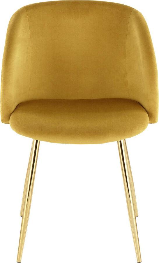 Lumisource Dining Chairs - Fran Contemporary Chair in Gold Metal and Chartreuse Velvet - Set of 2