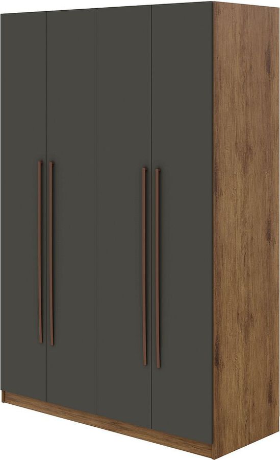 Manhattan Comfort Cabinets & Wardrobes - Gramercy Modern 2-Section Freestanding Wardrobe Armoire Closet in Nature & Textured Gray