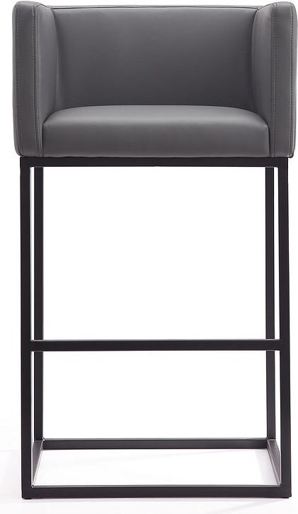 Manhattan Comfort Barstools - Embassy 38 in. Grey and Black Metal Barstool (Set of 3)