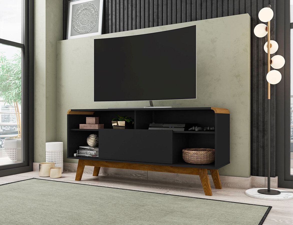 Manhattan Comfort TV & Media Units - Camberly 53.54 TV Stand in Matte Black and Cinnamon