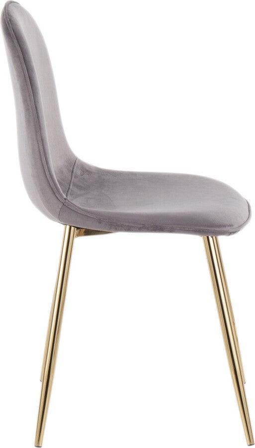 Lumisource Living Room Sets - Pebble Chair 35" Gold Steel & Gray Velvet (Set of 2)