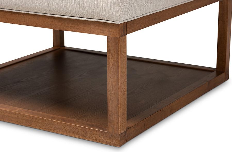 Wholesale Interiors Ottomans & Stools - Alvere Modern and Contemporary Beige Fabric Walnut Cocktail Ottoman