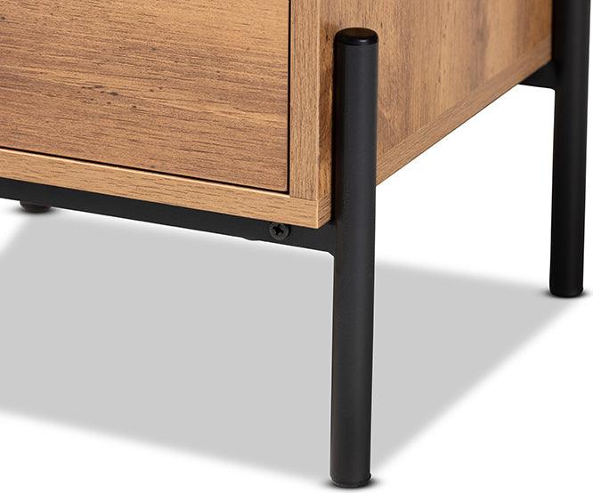 Wholesale Interiors Side & End Tables - Tasman Modern and Contemporary Natural Brown Finished Wood and Black Metal End Table