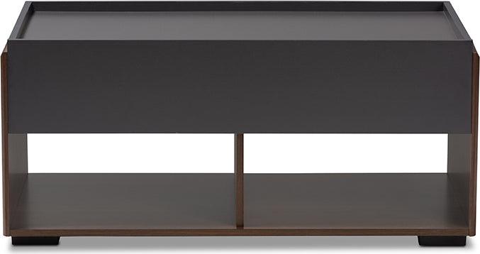 Wholesale Interiors Coffee Tables - Rikke Modern And Contemporary Two-Tone Gray And Walnut Finished Wood 2-Drawer Coffee Table