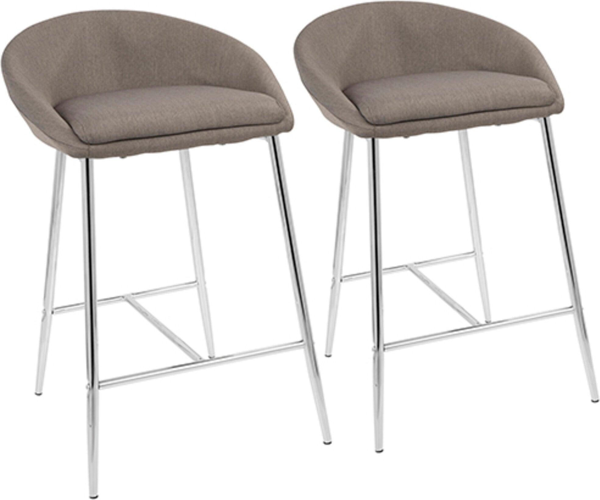 Lumisource Barstools - Matisse Counter Stool Chrome & Gray (Set of 2)