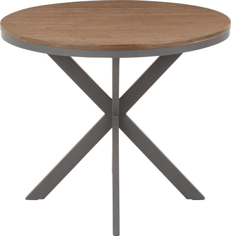 Lumisource Dining Tables - X Pedestal Industrial Dinette Table with Grey Metal and Medium Brown Bamboo