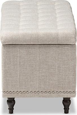 Wholesale Interiors Benches - Kaylee Modern Classic Beige Fabric Upholstered Button-Tufting Storage Ottoman Bench