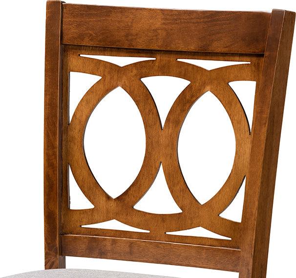 Wholesale Interiors Barstools - Carson Modern and Contemporary Grey Fabric Upholstered and Walnut Brown Finished Wood
