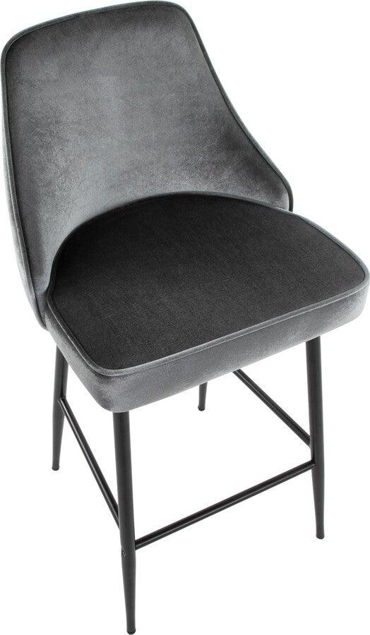 Lumisource Barstools - Marcel 25" Counter Stool In Black Metal & Blue Velvet (Set of 2)