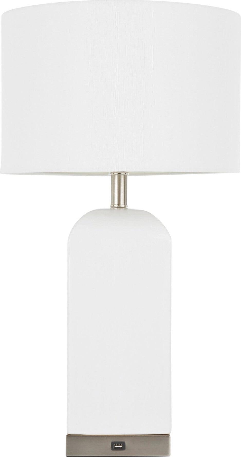 Lumisource Table Lamps - Carmen Table Lamp Stainless Steel & White Ceramic & White