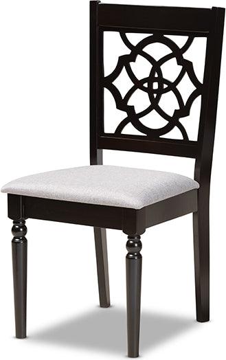 Wholesale Interiors Dining Sets - Renaud Grey Fabric Upholstered and Dark Brown Finished Wood 7-Piece Dining Set