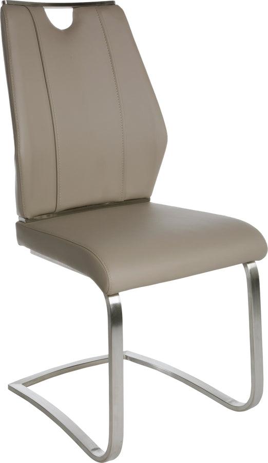 Euro Style Dining Chairs - Lexington Side Chair in Taupe and Brushed Stainless Steel - Set of 2