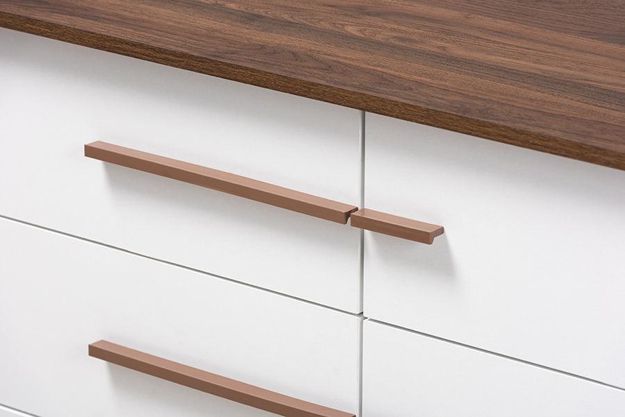Wholesale Interiors Dressers - Mette Mid-Century Modern Two-Tone White and Walnut Finished 6-Drawer Wood Dresser