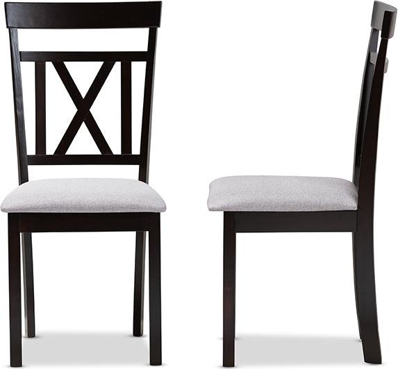 Wholesale Interiors Dining Chairs - Rosie Grey Fabric Upholstered And Espresso Brown Finished Dining Chair Set Of 2