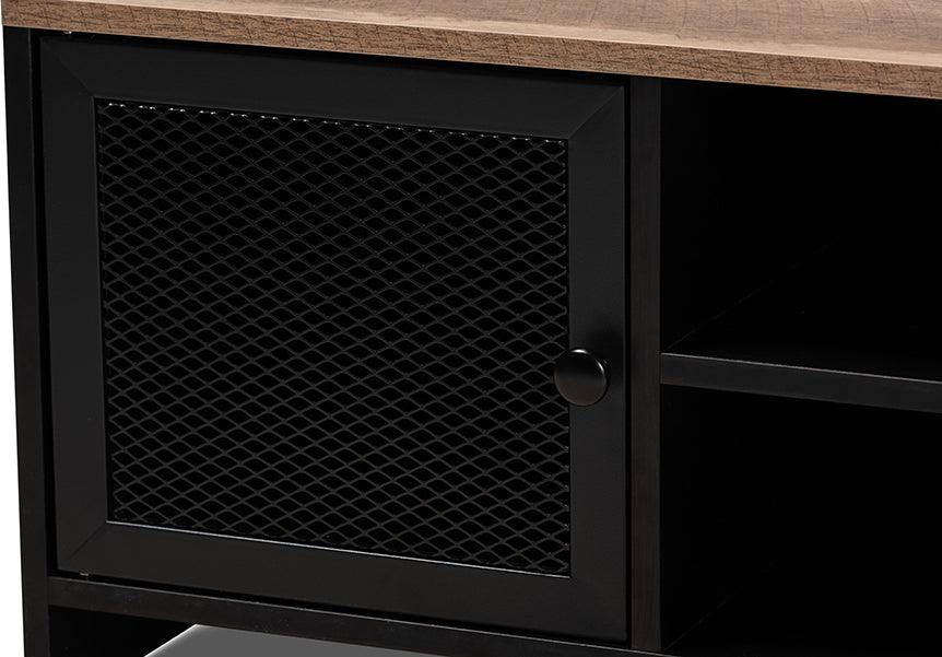 Wholesale Interiors TV & Media Units - Connell Modern and Contemporary Brown and Black Wood and Black Metal 2-Door TV Stand