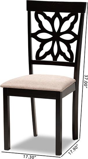 Wholesale Interiors Dining Chairs - Samwell Sand Fabric Upholstered and Dark Brown Finished Wood 2-Piece Dining Chair Set
