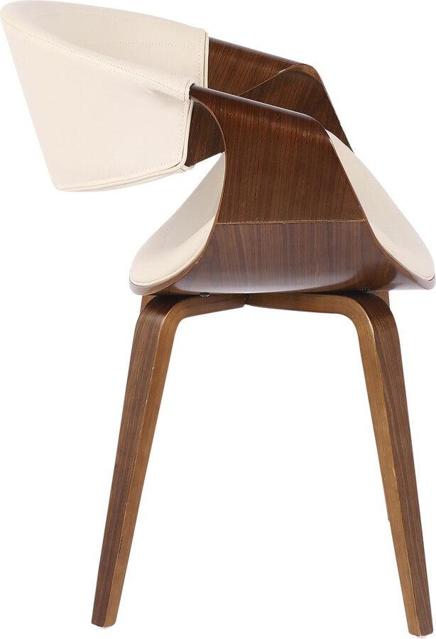 Lumisource Accent Chairs - Symphony Mid-Century Modern Dining/accent Chair in Walnut Wood and Cream Faux Leather