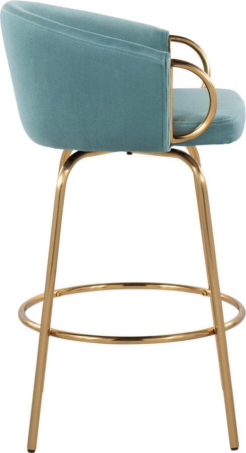 Lumisource Barstools - Claire /Glam Counter Stool In Gold Steel & Light Blue Velvet With (Set of 2)